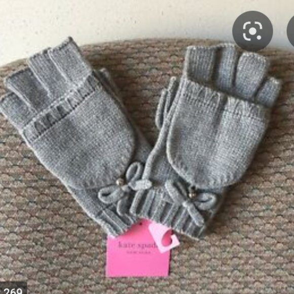 kate spade rib pop top gloves mittens pink pom juice nwt - Picture 4 of 4
